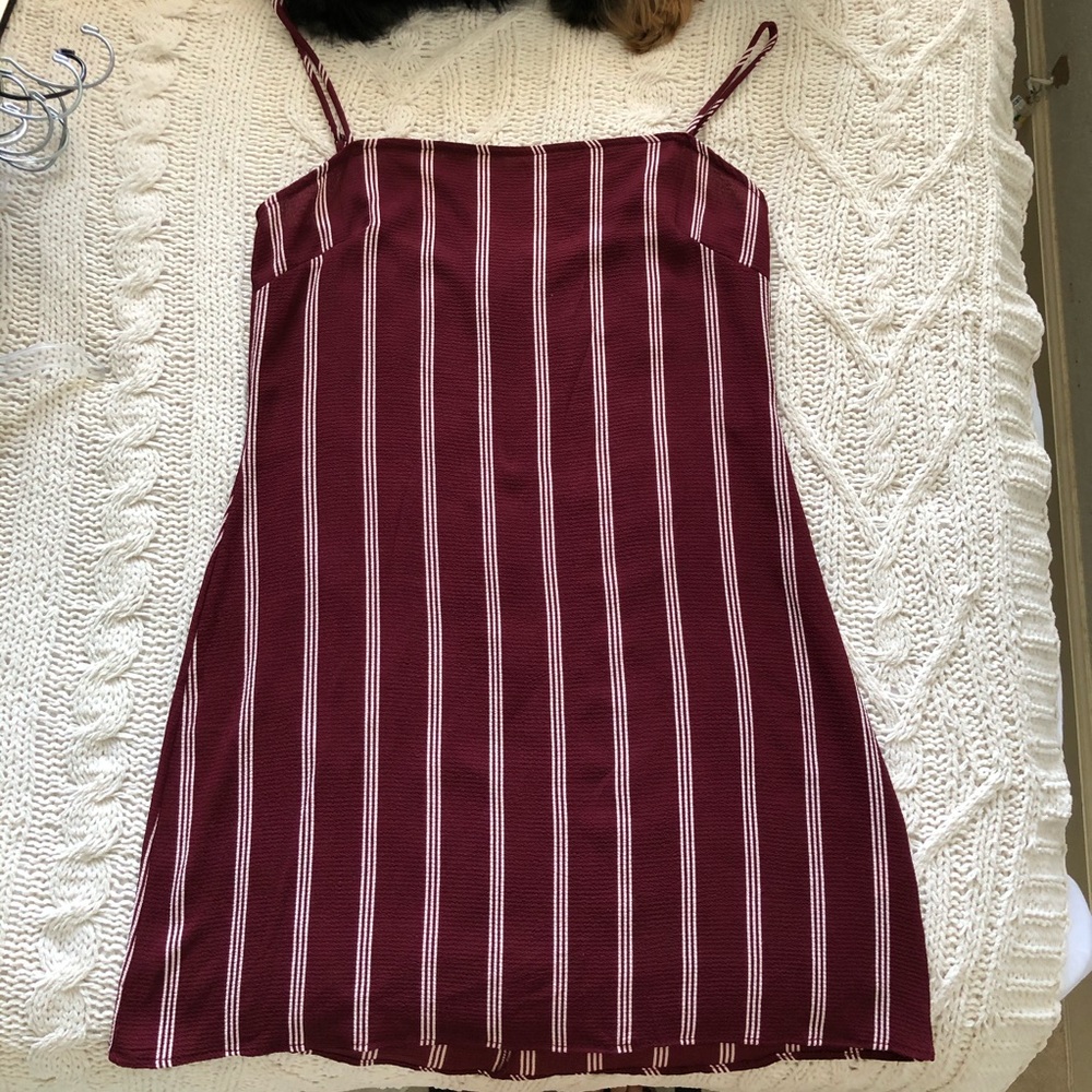 PacSun burgundy & white striped summer dress
